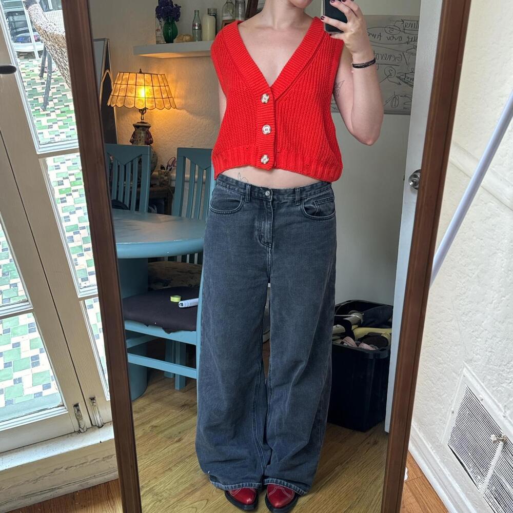 Orange Bdg Cropped Sweater